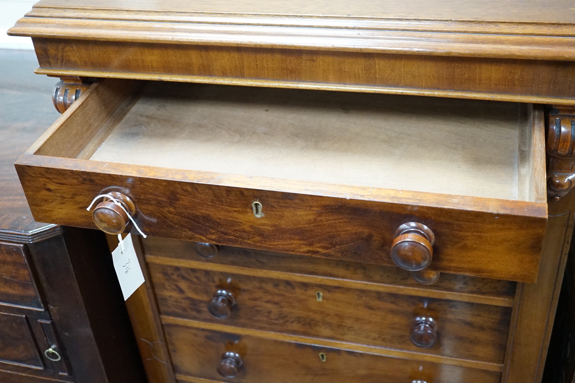 A Victorian mahogany seven drawer collector's chest, width 69cm, depth 52cm, height 114cm *Please note the sale commences at 9am.